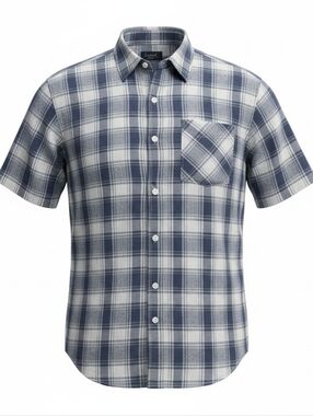 Fourcast Mens Blue Plaid Short Sleeve Button Down Shirt sz 5X